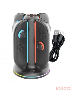 BLACKFIRE Soporte Quad Carga RGB LED 4 mandos JOY-CON2 de SWITCH 2