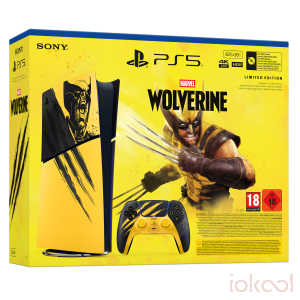 Embalaje 3D de SONY Oficial PS5 Consola DIGITAL 825Gb Edici&oacute;n Limitada Amarillo de Combate Marvel Lobezno