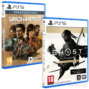 Carátulas 3D de Pack 2 Juegos PS5 - Uncharted Colección + Ghost of Tsushima (Director's Cut)