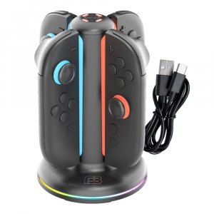 BLACKFIRE Soporte Quad Carga RGB LED 4 mandos JOY-CON 2 de SWITCH 2