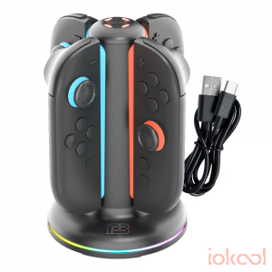 BLACKFIRE Soporte Quad Carga RGB LED 4 mandos JOY-CON 2 de SWITCH 2