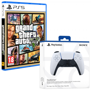 Pack Juego PS5 - Grand Theft Auto V + Mando DualSense BLANCO